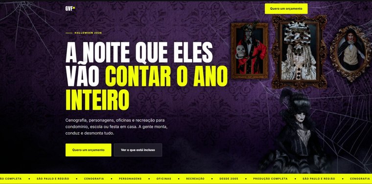 Página da campanha de Halloween do Grupo Vira Festa